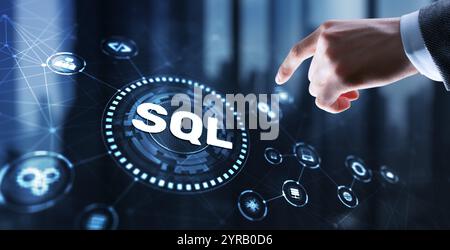 SQL Structured Query Language. Technology concept. Icon virtual screen ...