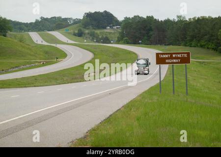 Tammy Wynette memorial highway sign on route 23 near the Mississippi Alabama state line Stock Photo