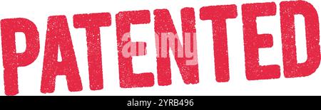 Vector illustration of the word Patented in red ink stamp Stock Vector