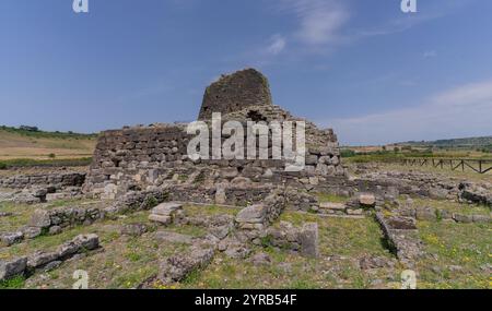 The impressive nuraghe santu antine, a megalithic edifice from the bronze age, dominates the landscape near torralba, sardinia Stock Photo