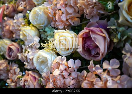 Flower decorations that fill the wall Stock Photo
