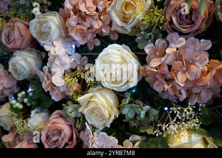 Flower decorations that fill the wall Stock Photo