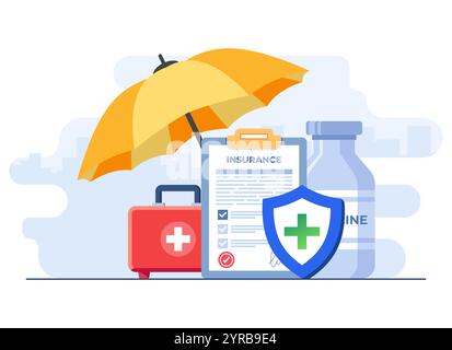 Health Insurance flat illustration concept Stock Vector