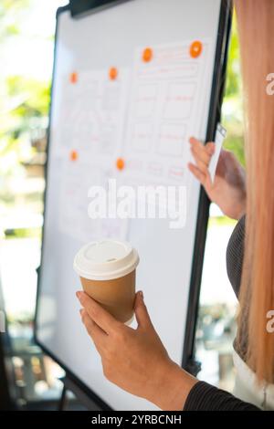 Mobile application developers are designing a ux ui system to make the display on the phone screen go smoothly because the ux ui system in a mobile ph Stock Photo