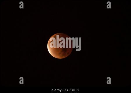 NOVEMBER 2021, Ojai, CA., USA - partial lunar eclipse November 18 & 19, 2021, Ojai California Stock Photo