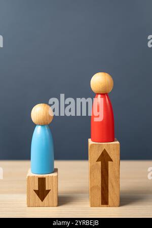 Opponent is superior. Better performance, skills and productivity. Loss of positions and parity of forces. Political processes, elections. Support and Stock Photo