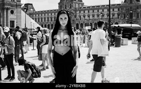 Paris, France - June 26, 2024 : Sabina Jakubowicz is going to Elie Saab show during the Haute Couture Fall Winter show of Paris Fashion Week 24 Stock Photo