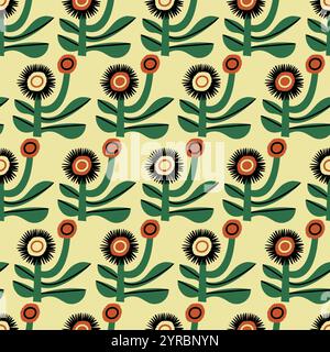 Vector seamless pattern with abstract plants. Modern style graphic. Stock Vector