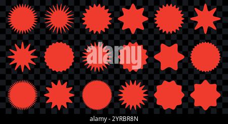 Set of flat simple starburst shapes. Stock Vector