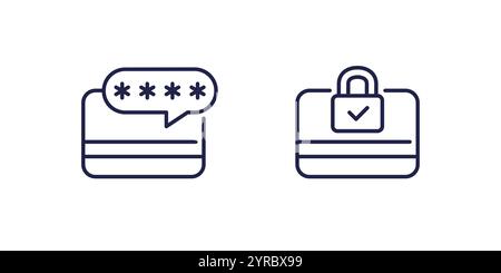 card PIN code icon, secure payment line vector Stock Vector