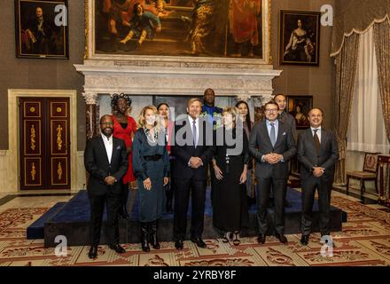 Amsterdam, The Netherlands, 2024-12-03 17:26:29 AMSTERDAM, 03-12-2024, Royal Palace AmsterdamKing Willem Alexander, Princess Beatrix, Prince Constantijn, Princess Laurentien and Princess Mabel will attend the presentation of the Prince Claus Impact Awards 2024 at the Royal Palace Amsterdam on Tuesday 3 December. PHOTO: NLBeeld/Patrick van Emst  Credit: NL Beeld / Patrick van Emst Stock Photo