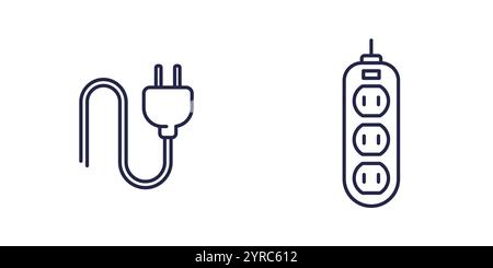 electric plug and power strip icons, type A socket Stock Vector