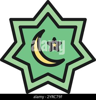 Rub El Hizb icon vector image. Suitable for mobile application web application and print media. Stock Vector