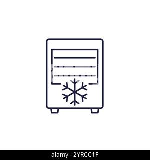 fridge, supermarket freezer line icon on white Stock Vector
