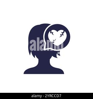 girl with broken heart icon, heartbreak vector Stock Vector Image & Art ...
