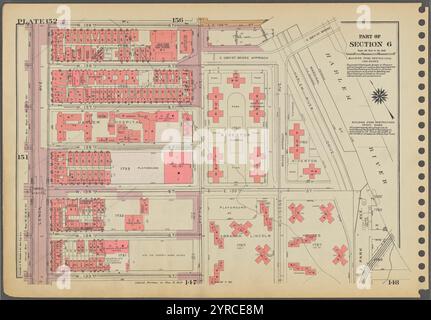 Plate 152, Part of Section 6: [Bounded by W. 139th Street, E. 139th Street, (Harlem River) Harlem River Drive, Park Avenue, W. 133rd Street and Lenox Avenue.] 1955 Stock Photo