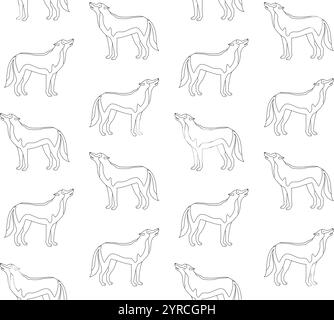 Vector seamless pattern of flat wolf Stock Vector