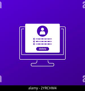 delete profile vector icon with a computer Stock Vector