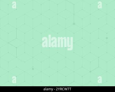 Green 3d cubes on bright and light green background, seamless geometric pattern. Abstract and modern technology background with repeating pattern. Stock Photo