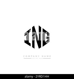 ING letter logo design with polygon shape. ING polygon and cube shape logo design. ING hexagon vector logo template white and black colors. ING monogr Stock Vector