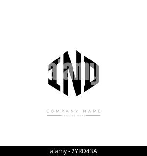 IND letter logo design with polygon shape. IND polygon and cube shape logo design. IND hexagon vector logo template white and black colors. IND monogr Stock Vector