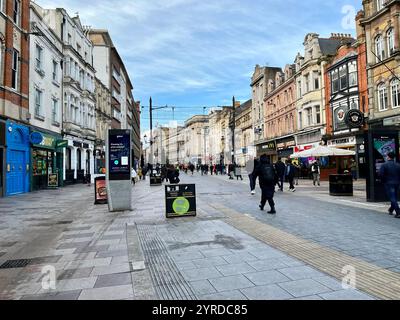 St Mary Street in Cardiff, Wales, United Kingdom. 26th November 2024. Stock Photo