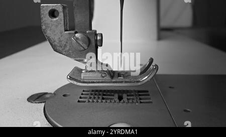 Macro photography: details of an important part of a sewing machine. Stock Photo