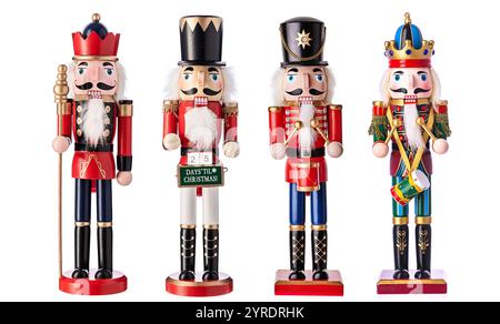Nutcracker Christmas soldier on white background, toy figurine, nutcrackers Stock Photo