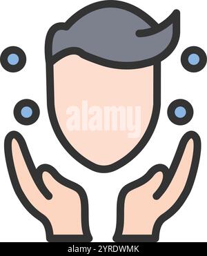 Wash Face icon vector image. Suitable for mobile application web application and print media. Stock Vector