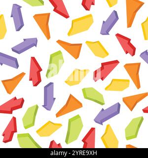 Seamless pattern with colorful isometric arrows. Vector illustration Stock Vector