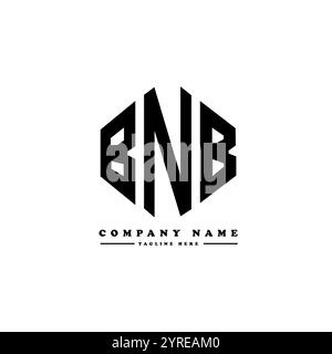 BNB letter logo design with polygon shape. BNB polygon and cube shape logo design. BNB hexagon vector logo template white and black colors. BNB monogr Stock Vector