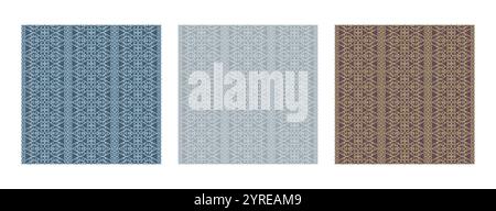 Set of seamless patterns in retro style. Wallpaper repetitive design elements in pastel colors. Vector illustration. For fabric, textile, packaging, d Stock Vector