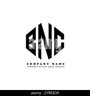 BNC letter logo design with polygon shape. BNC polygon and cube shape logo design. BNC hexagon vector logo template white and black colors. BNC monogr Stock Vector