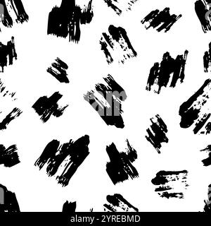 Seamless pattern with dark hand drawn scribble smear on white background. Abstract grunge texture. Vector illustration Stock Vector