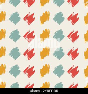 Seamless pattern with colorful hand drawn scribble smear on white background. Abstract grunge texture. Vector illustration Stock Vector