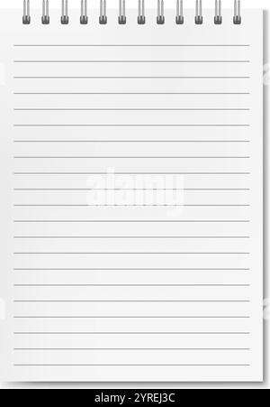 Realistic vertical lined notebook with shadow Stock Vector