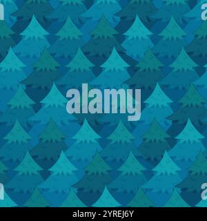 Mysterious pattern with blue coniferous forest Stock Vector