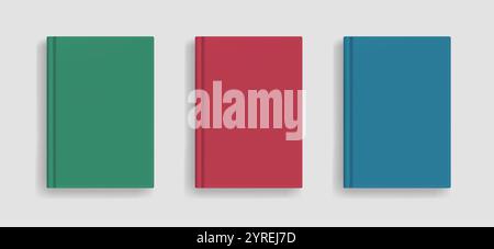Vector blank colored realistic book cover mockup Stock Vector