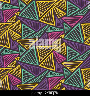Contrast seamless pattern with colorful triangles Stock Vector