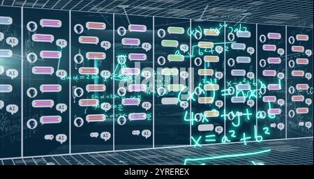 Image of ai text and mathematical data processing Stock Photo