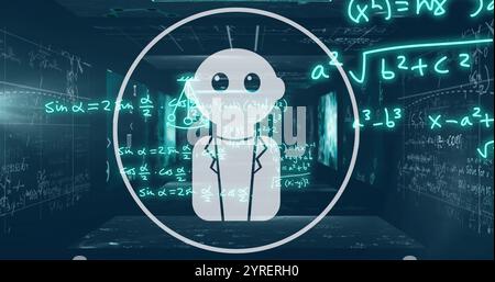 Image of chat bot, ai text and mathematical data processing Stock Photo