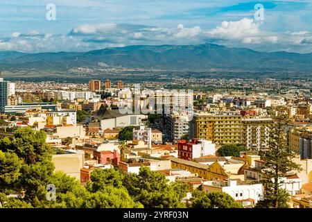 CAGLIARI, SARDINIA - October 9, 2024: Cagliari, the historic capital of Sardinia, offers stunning coastal views, rich Italian heritage, and vibrant Me Stock Photo