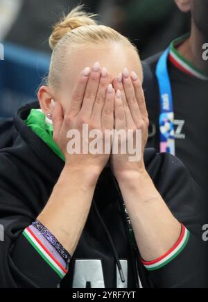 Paris, France. 05th Aug, 2024. Alice D'Amato of Italy reacts after winning the gold medal in the Women's Balance Beam Final at the Paris 2024 Olympic Games in Paris, France on Monday, August 5, 2024. Photo by Pat Benic/UPI Credit: UPI/Alamy Live News Stock Photo