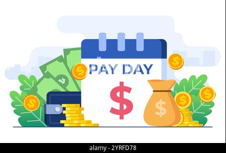 Payment date concept flat illustration vector template, Payday, Deadline, Salary payment, Budget or investment payout agenda, Annuity monthly bill sub Stock Vector