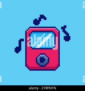 Pixel art Music Player game asset design Stock Vector