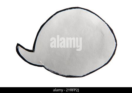 Comic book speech balloon created from magazine paper on white background with clipping path Stock Photo