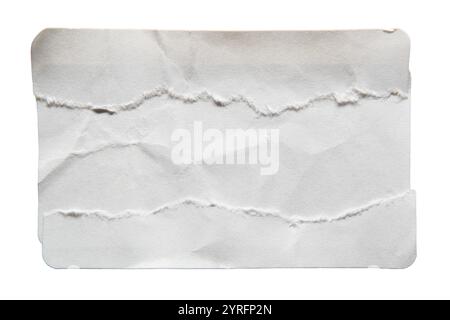 Paper textbox created from torn rectangular paper sticker on white background with clipping path Stock Photo