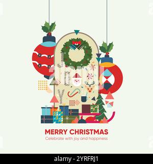 Christmas festive background in flat vector illustration Stock Vector