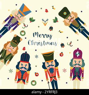 Seamless Christmas Pattern with Nutcrackers Stock Vector
