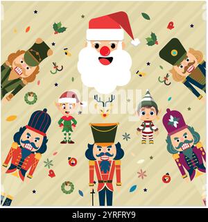 Seamless pattern for Christmas decorations and characters Stock Vector